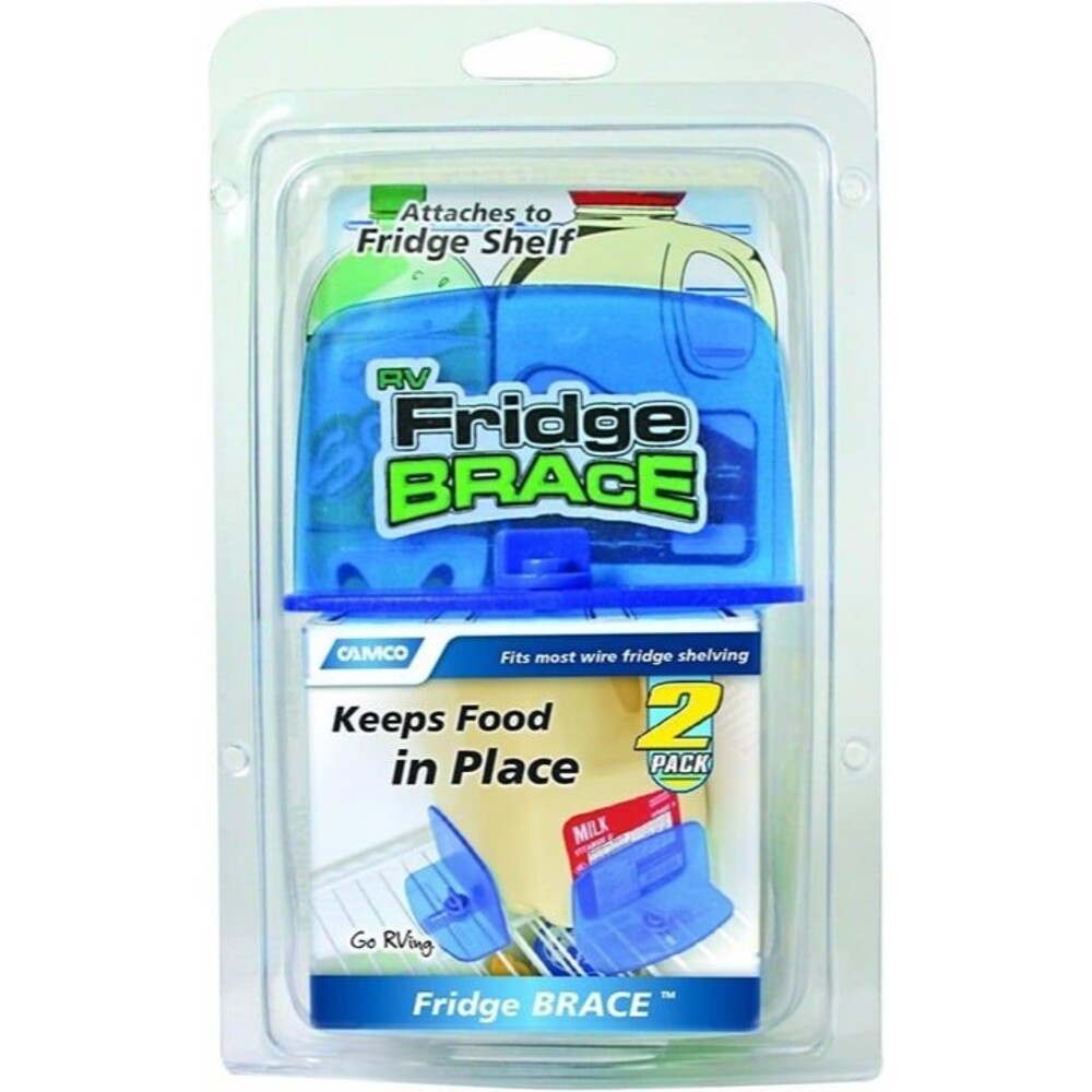 2 pcs - Camco RV Fridge Brace -Holds Food and Drinks in Place During Travel